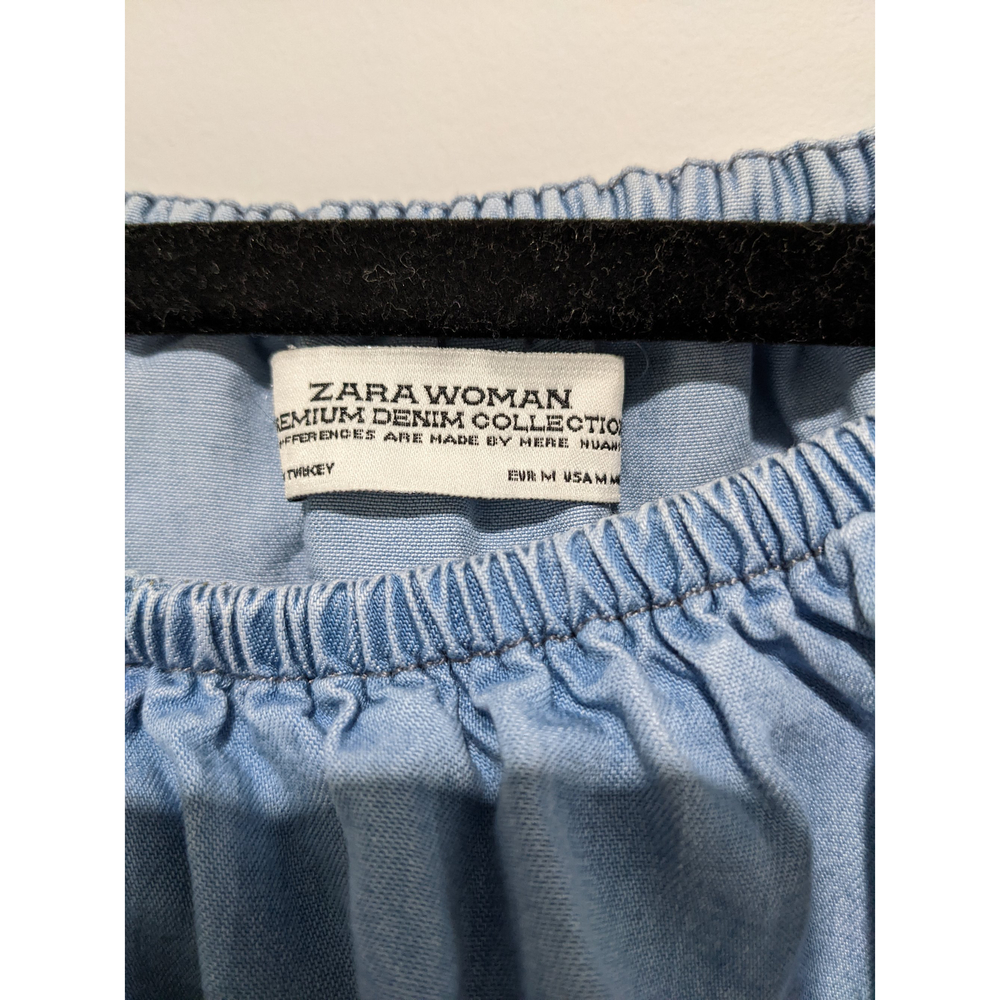 Zara Woman Off Shoulder Chambray Dress Size Medium - Picture 3 of 3